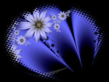 Fractal image in an oval frame with flowers on a dark background..Template with place for inserting your text.Multicolor flowers.の写真素材