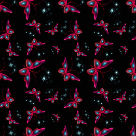 Glowing transparent background for graphic design. Template with butterflies. Multicolored abstract image as a template for cards, prints and the like.の写真素材