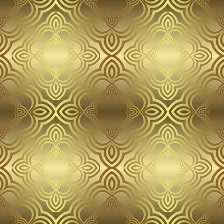 Gold seamless pattern as imitation gold foil. Design for wrapping paper printing. Background for graphic design. Pattern on metal foil.の写真素材