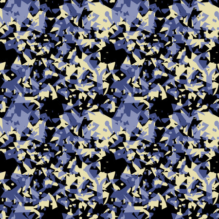 Abstract multicolored seamless background with different shapes. Camouflaged fantastic original pattern suitable for printing on textile, paper, template.の写真素材