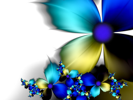 Fantastic multicolored flowers. Fractal artwork for use as templates, computer backgrounds, label printing and more. Graphic background design.の写真素材