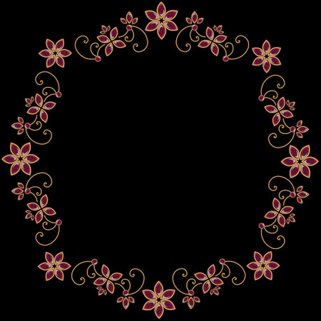 A circular frame made of precious stones. Jewelry, diamonds, precious stones as decoration in the circle.の写真素材