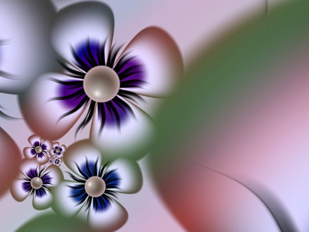 Fantastic multicolored flowers. Fractal artwork for use as templates, computer backgrounds, label printing and more. Graphic background design.の写真素材