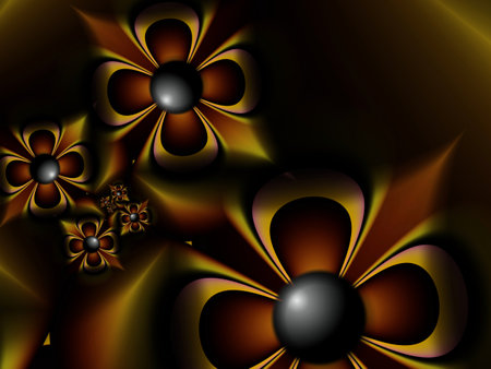 Fantastic multicolored flowers. Fractal artwork for use as templates, computer backgrounds, label printing and more. Graphic background design.の写真素材