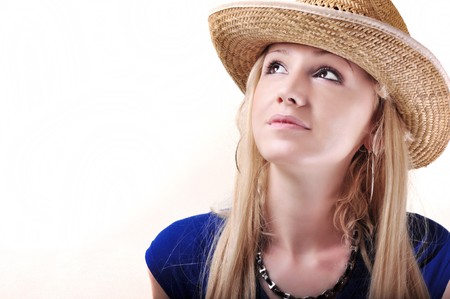 Pretty cowboy girl isolated on the white backgroundの写真素材