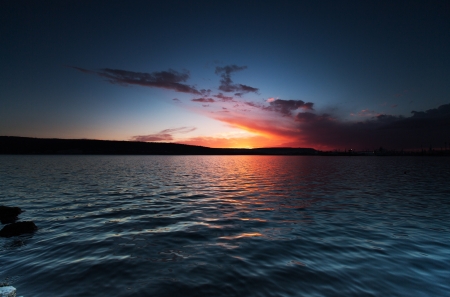 Beautiful sunset over the horizonの写真素材