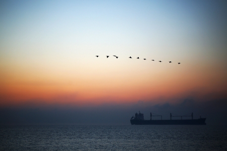 Beautiful sunrise over the horizonの写真素材