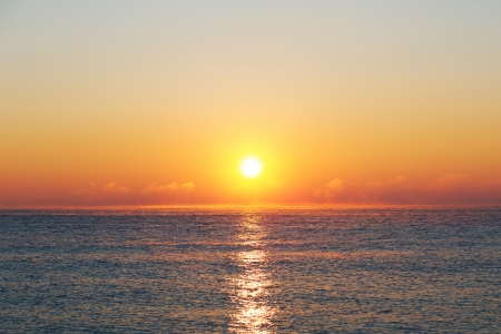 Beautiful sunrise over the horizon in the morningの写真素材