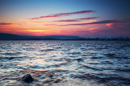Sunset Over the lake  HDR Imageの写真素材