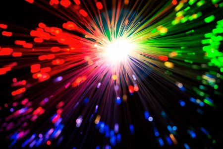 Close op of fiber optics, defocused backgroundの写真素材