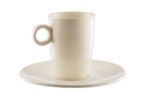 Small porcelain cup of coffee isolated on a white backgroundの写真素材