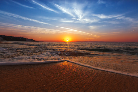Beautiful cloudscape over the sea, sunrise shotの写真素材