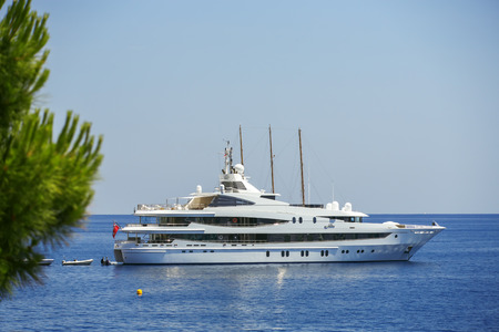 Luxury yacht sailing in Mediterranean Sea near French Riviera, Monaco