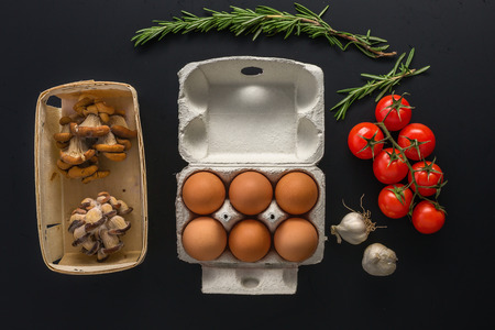 Health food, cooking concept on black background