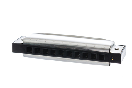 New classic harmonica isolated on a white backgroundの写真素材