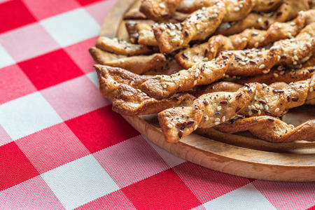 Freshly baked bread sticks with seeds