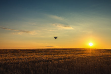 Flying drone quadcopterのeditorial素材