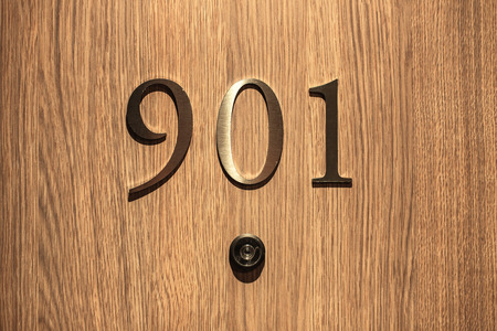 Hotel door number, close up imageの写真素材