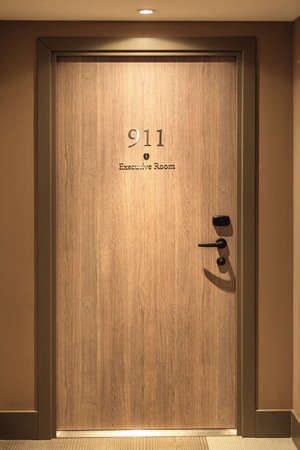 Hotel door number, close up imageの写真素材