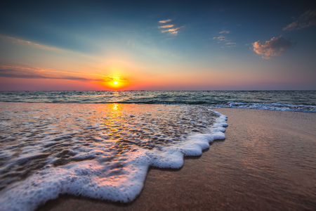 Beautiful cloudscape over the sea, sunrise shotの写真素材