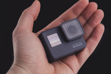 Varna, Bulgaria - March 9, 2017: GoPro Hero 5 Black isolated on white background.manufactured by GoPro Incのeditorial素材