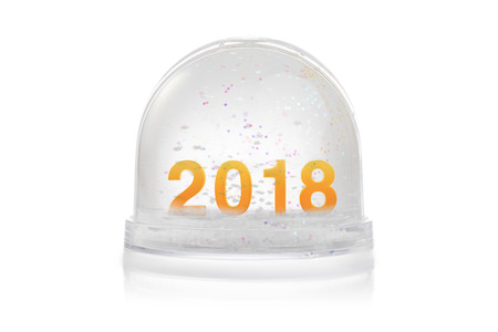 Paperweight with glitter isolated on white. Happy new year 2018 conceptの写真素材