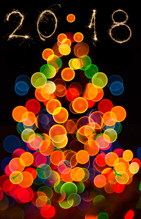 Photo of bokeh lights on black backgroundの写真素材
