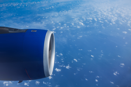 Flying above the clouds. view from the airplane