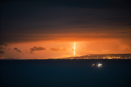 Lightning storm over Black sea.