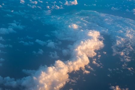 Flying above the clouds. view from the airplane