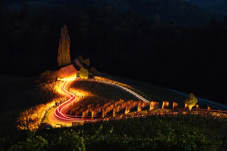 Famous Heart shaped wine road in Slovenia,  view from Spicnik near Maribor.の写真素材