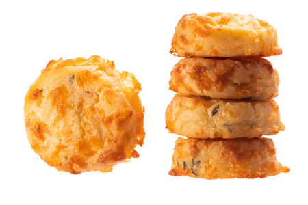 Healthy homemade Cookies with parmesan isolated on white backgroundの写真素材