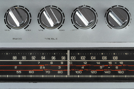 1980s Silver retro radio boom box on white background.の写真素材