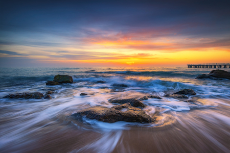 Beautiful cloudscape over the sea, sunrise shotの写真素材