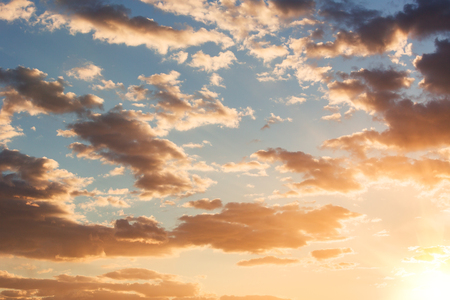 Cloudscape and dramatic blue sky, sunset shotの写真素材