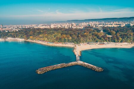Varna, Bulgaria cityscape, aerial drone view over the city skylineの写真素材