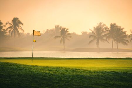 Golf course in the tropical islandの写真素材