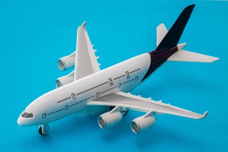 Sky airplane isolated on blue background.の写真素材