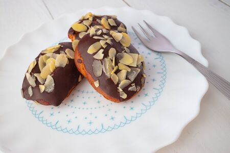 Traditional french eclairs with chocolate homemade