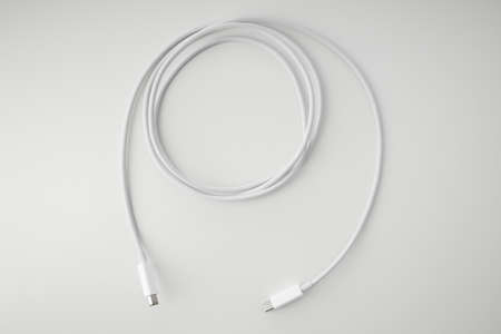 White wire cable isolated on a white backgroundの写真素材