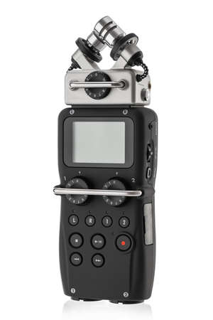 Portable audio recorder, recording ambient sounds isolated on white backgroundの写真素材