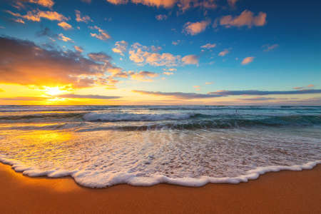 Beautiful sunrise over the seaの写真素材
