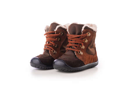 Baby kids casual shoes. Winter boots or sneakers.の写真素材