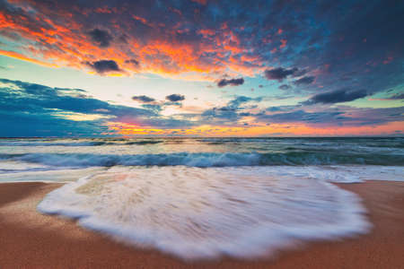 Beautiful cloudscape over the sea, sunrise shotの写真素材