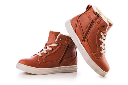 Kids casual shoes. Winter boots or sneakers.の写真素材