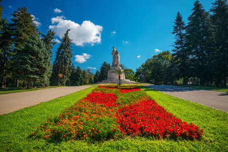 Aerial view over The Pantheon Monument in the Sea Garden of Varna, Bulgariaの写真素材