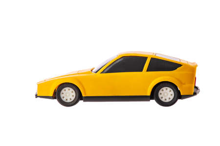 Vintage sport toy car isolated on white backgroundの写真素材
