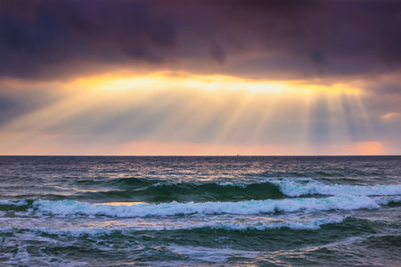 Beautiful cloudscape over the sea, sunrise shotの写真素材