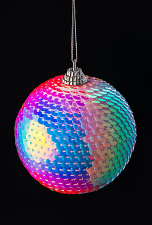 Christmas ball on black backgroundの写真素材
