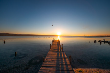 Sunset Over the lake HDR Image.の写真素材